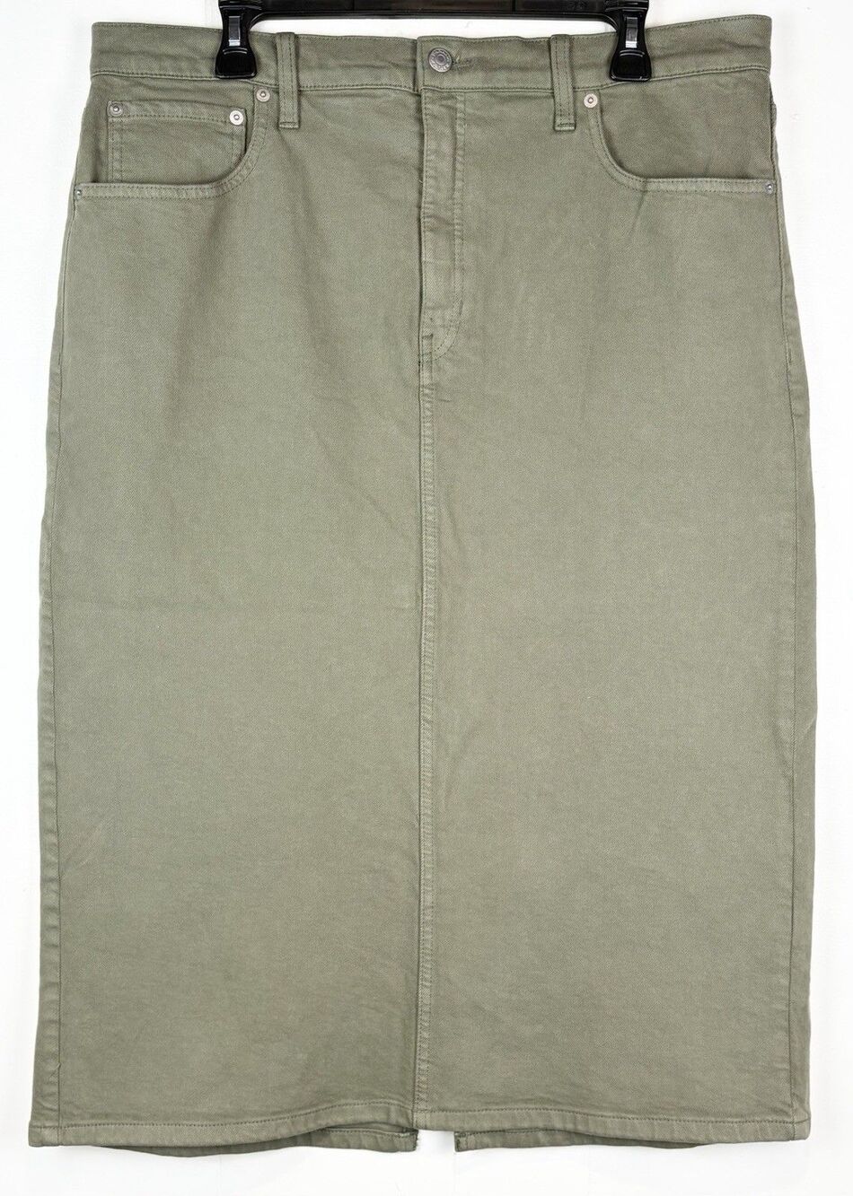 Banana Republic Skirt Khaki Army Green Scandi Safari Denim Olive Sz 16 NEW